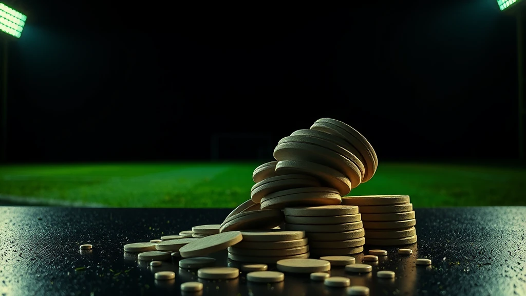 A toppling stack of plain discs on a dark table