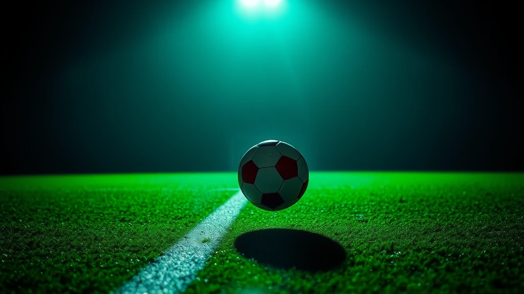 A ball rolling along a touchline with a long shadow
