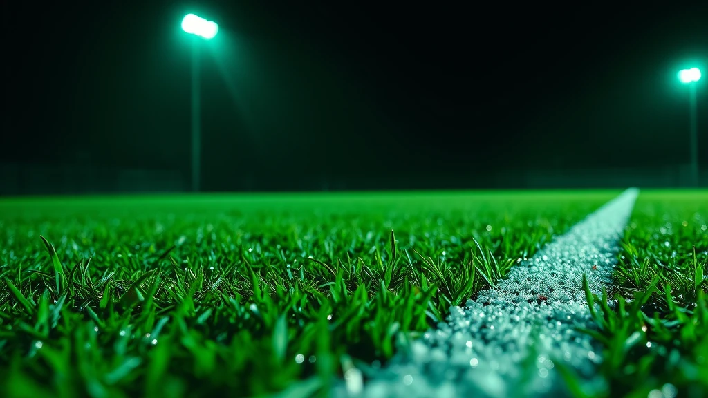 Fresh white line paint on wet grass