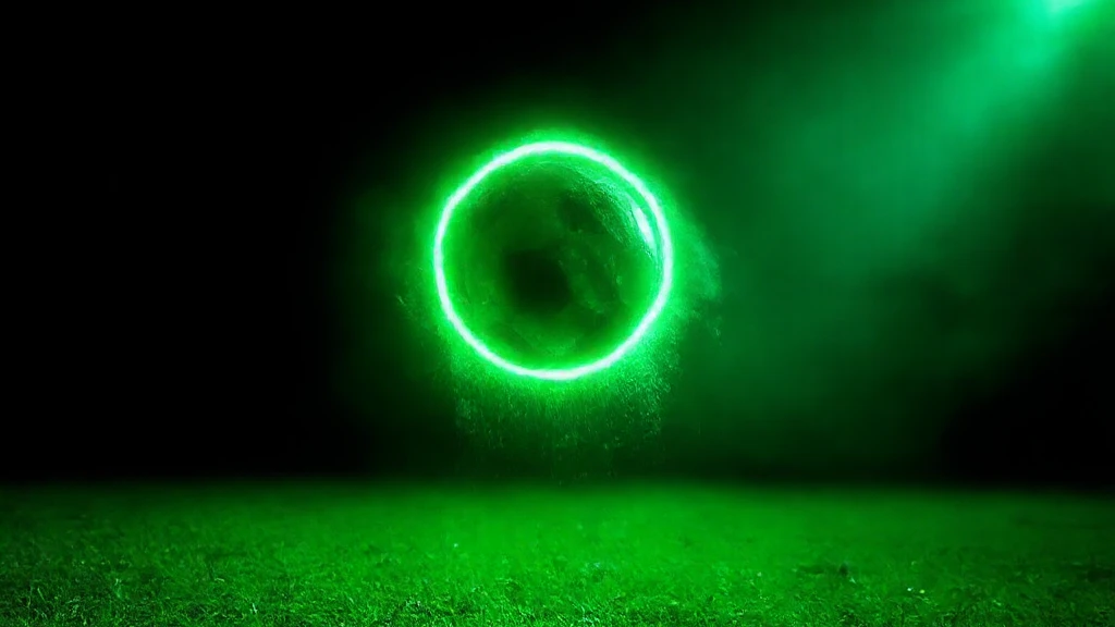A ball suspended inside a glowing ring of light