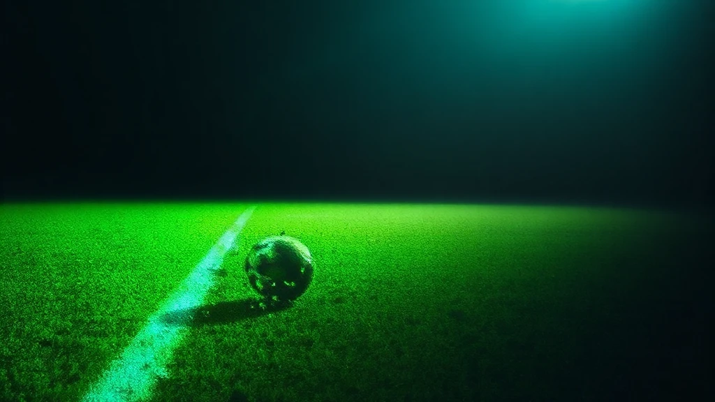 A ball rolling along a touchline with a long shadow